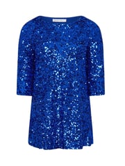 Yours Curve Blue London Sequin Flute Sleeve Top - Image 5 of 5