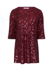 Yours Curve Red London Sequin Flute Sleeve Top - Image 5 of 5