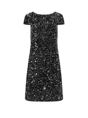 M&Co Silver Sequin Velvet Shift Dress - Image 5 of 5