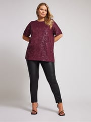 Yours Curve Purple London Sequin Swing Top - Image 3 of 5