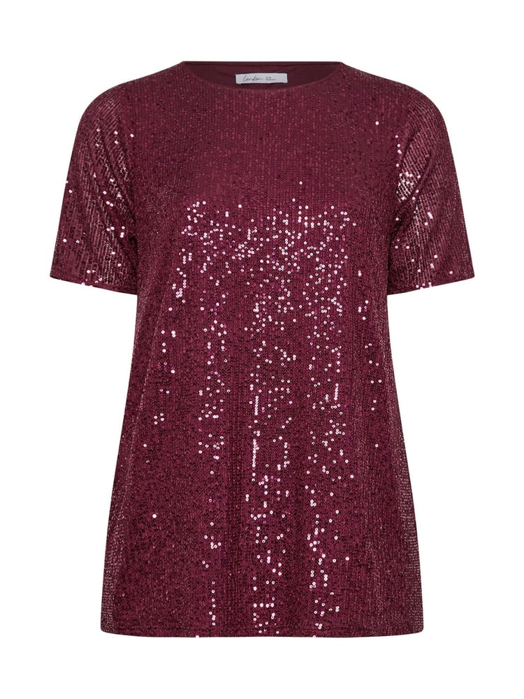 Yours Curve Purple London Sequin Swing Top - Image 5 of 5