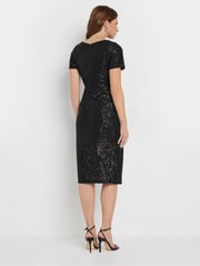 M&Co Black Sequin Wrap Shift Dress - Image 3 of 5