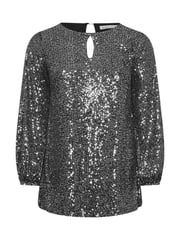 Yours Curve Silver London Sequin Keyhole Bellow Sleeve Top - Image 5 of 5