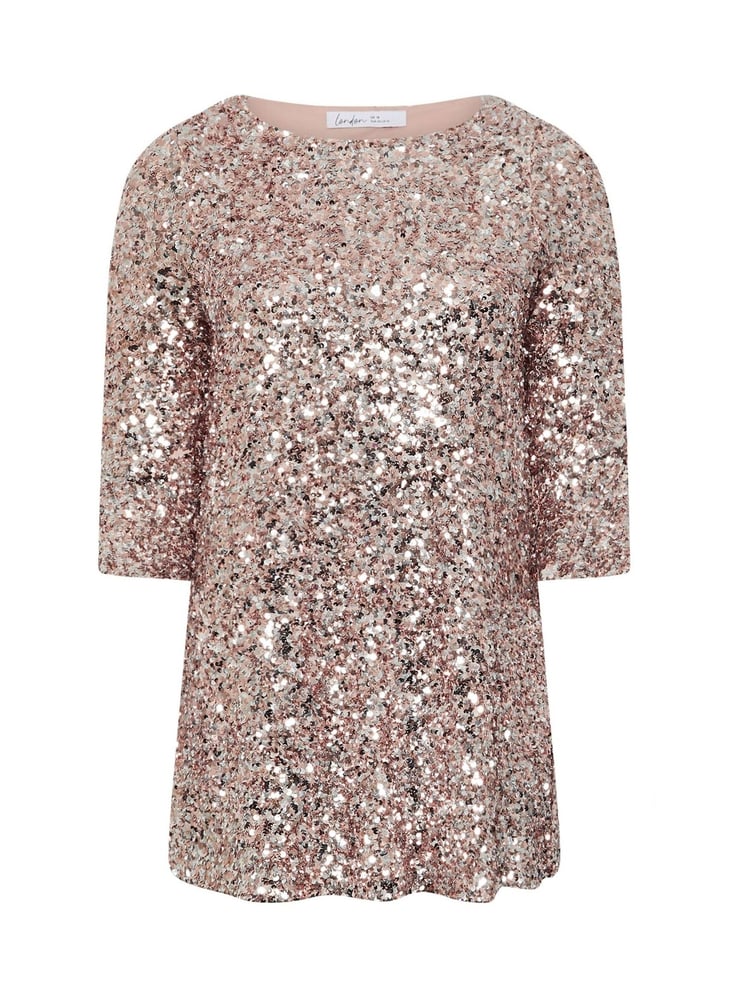 Yours Curve Gold London Sequin Flute Sleeve Top - Image 5 of 5