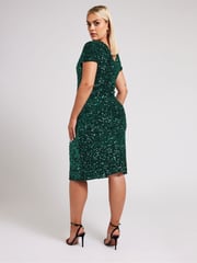 Yours Curve Green London Sequin Velvet Shift Dress - Image 3 of 5