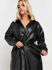 Yours Curve Black Limited PU Shirt Dress - Image 4 of 6