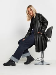 Yours Curve Black Limited PU Shirt Dress - Image 5 of 6
