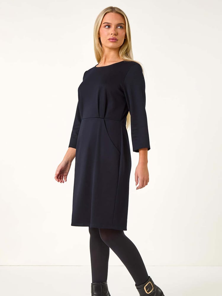 Roman Blue Petite Bodycon Pocket Stretch Dress - Image 2 of 5