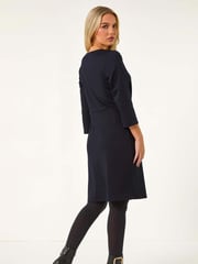 Roman Blue Petite Bodycon Pocket Stretch Dress - Image 3 of 5