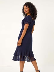 Roman Blue Petite Double Frill Midi Dress - Image 3 of 5