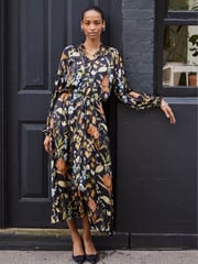 Baukjen Luna Printed Long Black Shirt Dress - Image 1 of 4