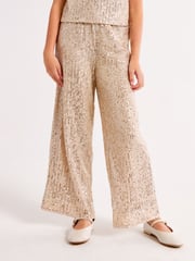 Abercrombie & Fitch Sequin Gold Occasion Party Wide Leg Trousers - Image 1 of 7