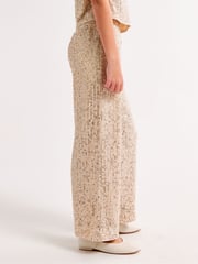 Abercrombie & Fitch Sequin Gold Occasion Party Wide Leg Trousers - Image 5 of 7