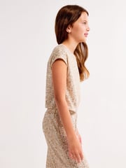 Abercrombie & Fitch Gold Sequin Occasion Sleeveless Cropped Top - Image 4 of 7