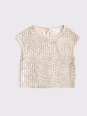 Abercrombie & Fitch Gold Sequin Occasion Sleeveless Cropped Top - Image 6 of 7