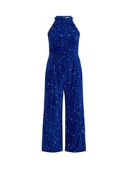 Yours Curve Blue Sequin Velvet Jumpsuit - Image 6 of 6
