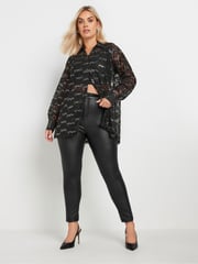 Yours Curve Black Sequin Lace Shirt - Image 5 of 6