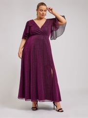 Yours Curve Pink London Metallic Wrap Maxi Dress - Image 2 of 5