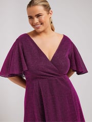 Yours Curve Pink London Metallic Wrap Maxi Dress - Image 3 of 5