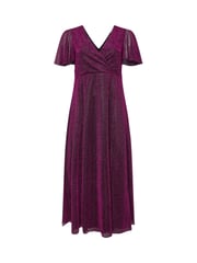 Yours Curve Pink London Metallic Wrap Maxi Dress - Image 5 of 5