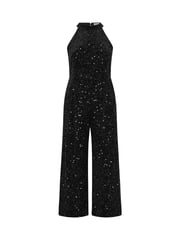 Yours Curve Black Sequin Velvet Jumpsuit - Image 6 of 6