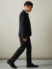 Reiss Black Knightsbridge T 3-9 yrs Wool-Blend Tuxedo-Stripe Trousers - Image 1 of 4