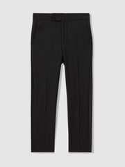 Reiss Black Knightsbridge T 3-9 yrs Wool-Blend Tuxedo-Stripe Trousers - Image 2 of 4