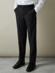 Reiss Black Knightsbridge T 3-9 yrs Wool-Blend Tuxedo-Stripe Trousers - Image 3 of 4