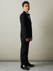 Reiss Black Knightsbridge B 3-9 yrs Tuxedo Satin Single Breasted Blazer - Image 1 of 4