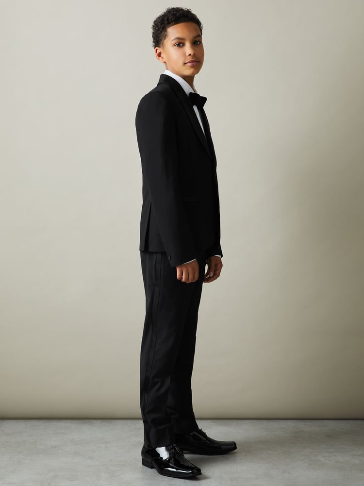 Reiss Black Knightsbridge B 3-9 yrs Tuxedo Satin Single Breasted Blazer - Image 1 of 4