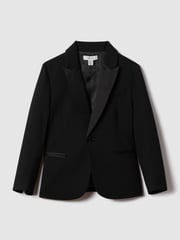 Reiss Black Knightsbridge B 3-9 yrs Tuxedo Satin Single Breasted Blazer - Image 2 of 4