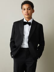 Reiss Black Knightsbridge B 3-9 yrs Tuxedo Satin Single Breasted Blazer - Image 3 of 4