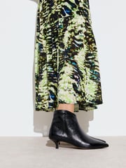 Oliver Bonas Black Metallic Pointed Kitten Heel Ankle Boots - Image 1 of 7