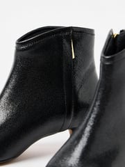 Oliver Bonas Black Metallic Pointed Kitten Heel Ankle Boots - Image 5 of 7