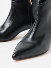 Oliver Bonas Black Metallic Pointed Kitten Heel Ankle Boots - Image 6 of 7