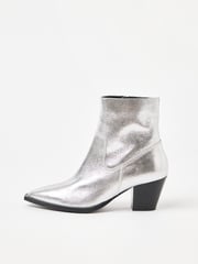 Oliver Bonas Silver Leather Western Cowboy Heeled Boots - Image 2 of 7