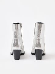 Oliver Bonas Silver Leather Western Cowboy Heeled Boots - Image 4 of 7