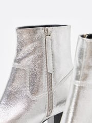 Oliver Bonas Silver Leather Western Cowboy Heeled Boots - Image 5 of 7