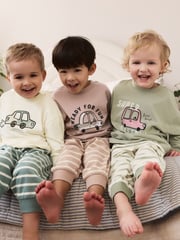 Mid Natural Stripe Transport Short Pyjamas 3 Pack (9mths-8yrs) - Image 2 of 3