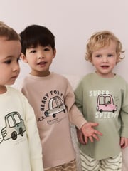 Mid Natural Stripe Transport Short Pyjamas 3 Pack (9mths-8yrs) - Image 3 of 3