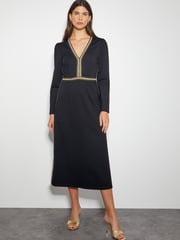 Monsoon Black Pora Ponte Jersey Midi Dress - Image 1 of 5