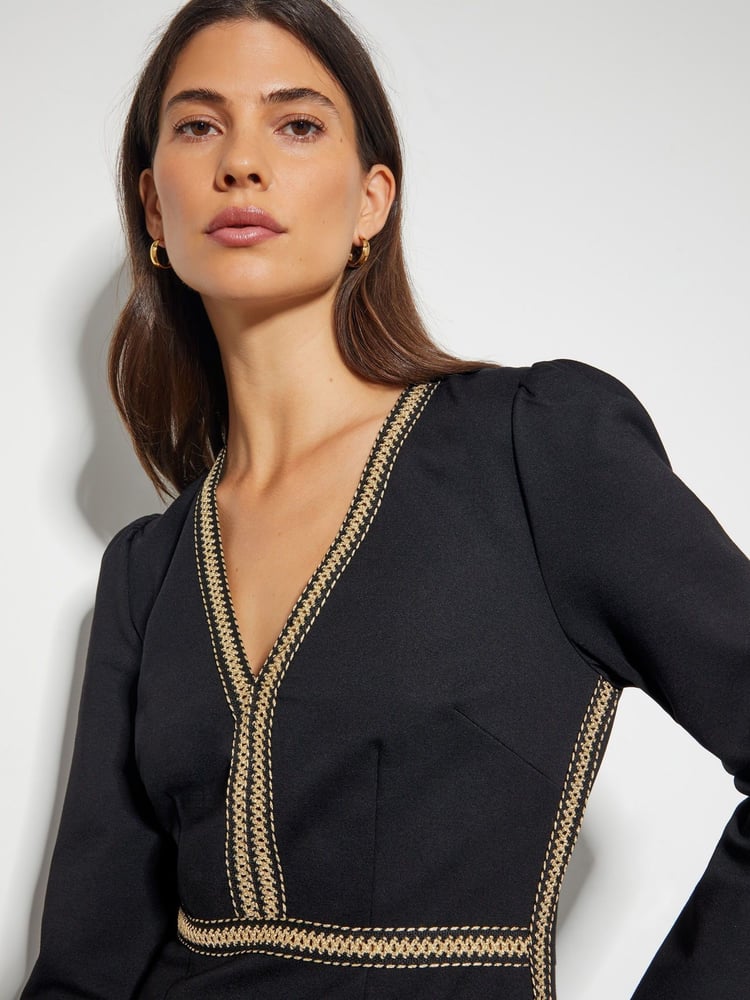 Monsoon Black Pora Ponte Jersey Midi Dress - Image 2 of 5