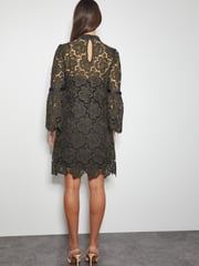 Monsoon Green Eliza Long Sleeve Lace Mini Dress - Image 3 of 5