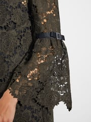 Monsoon Green Eliza Long Sleeve Lace Mini Dress - Image 4 of 5