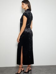Monsoon Black Cece Crushed Velvet Cowl Midi Dress - Image 3 of 4