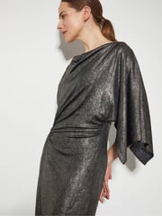 Monsoon Gold Mila Drape Metallic Jersey Midi Dress - Image 4 of 6