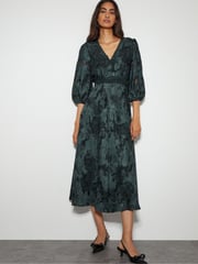 Monsoon Green Joanna Floral Lace Midi Tea Dress - Image 1 of 4