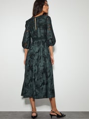 Monsoon Green Joanna Floral Lace Midi Tea Dress - Image 2 of 4