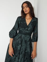Monsoon Green Joanna Floral Lace Midi Tea Dress - Image 3 of 4