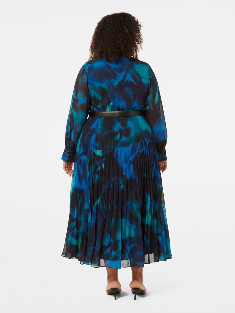 Forever New Blue Skyla Curve Pleated Midi Dress - Image 2 of 3